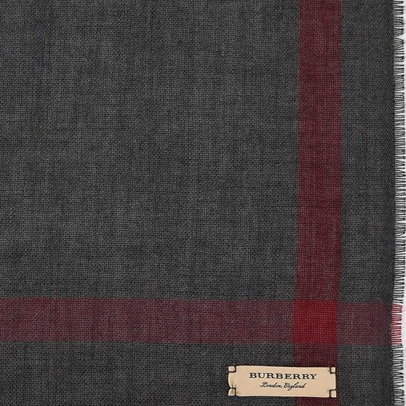 NWT BURBERRY TONAL LIGHTWEIGHT CHECK WOOL CASHMERE SCARF - Picture 6 of 6